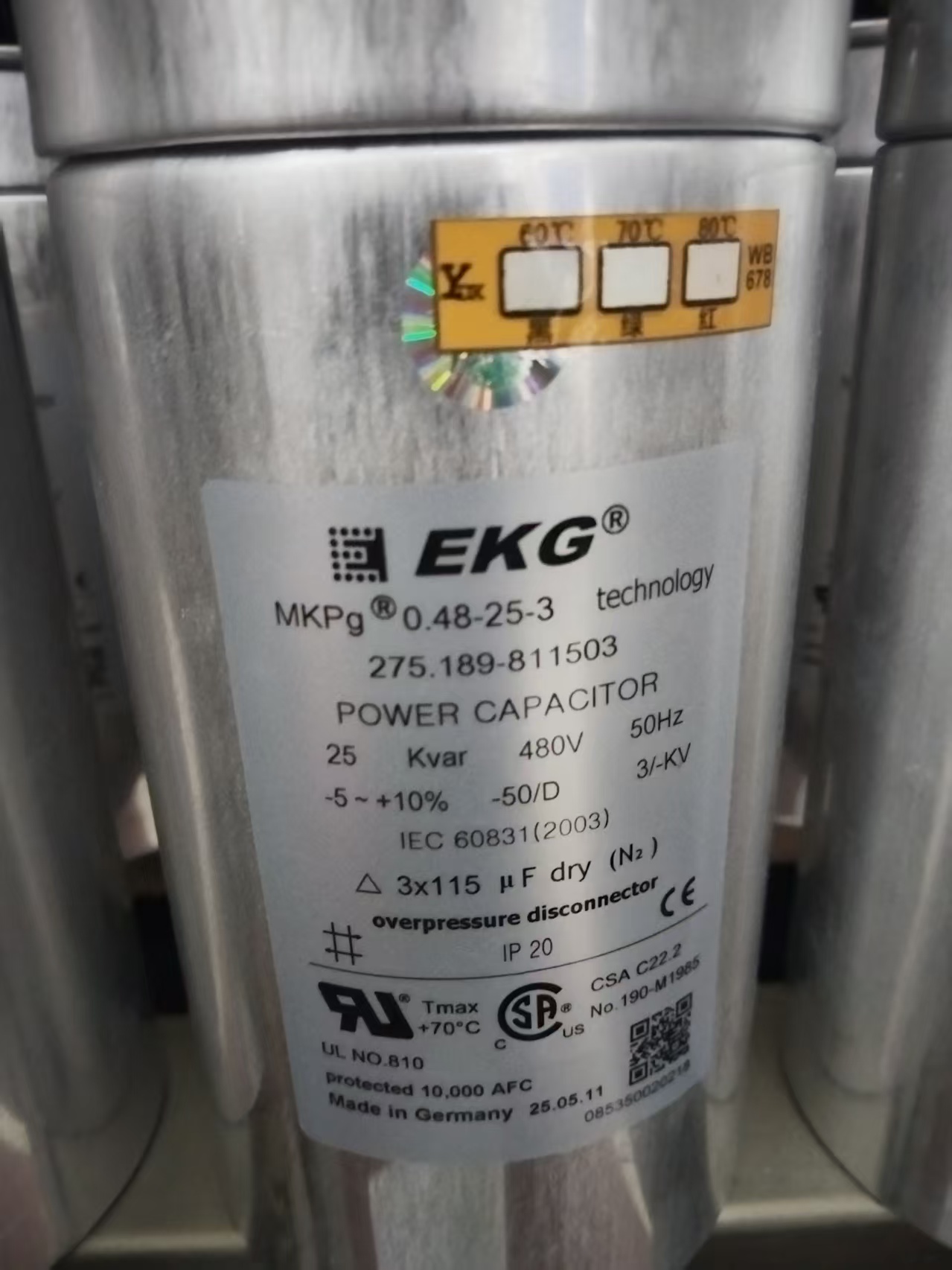 EKG 电容器 275.189-811503（MKPg-048-25）