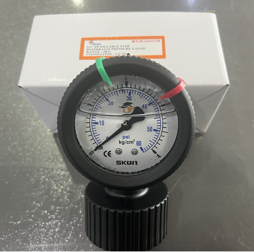 SKON PP充油式隔膜压力表  PP-4KG-VITON